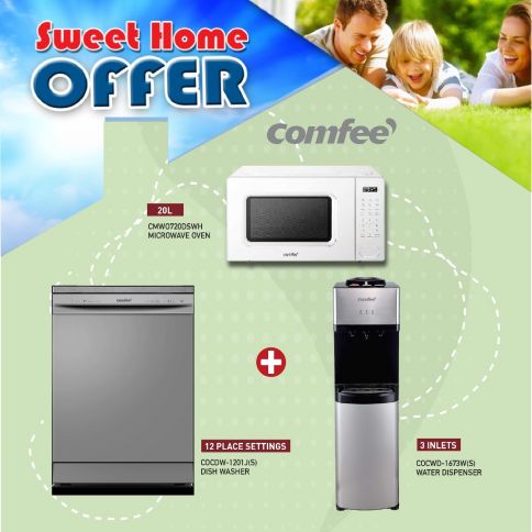 Comfee Dishwasher, 12 place +Comfee brand, 20L Microwave +Comfee Water Dispenser