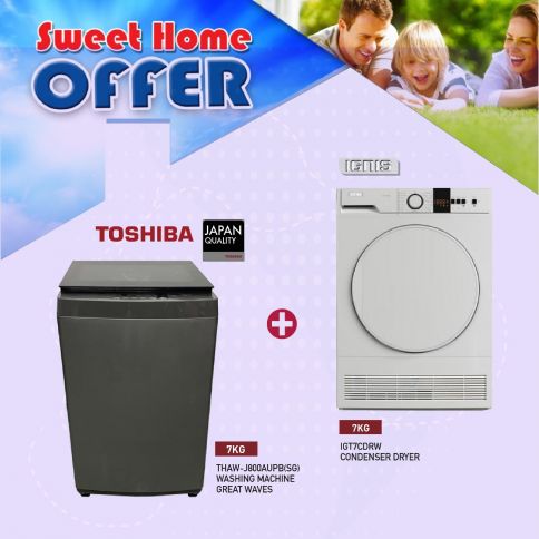 Toshiba WM 7kg +IGNIS Condensor Dryer 7Kg